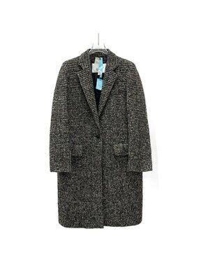 Max Mara Color-Block Houndstooth Wool Single-Breasted Coat